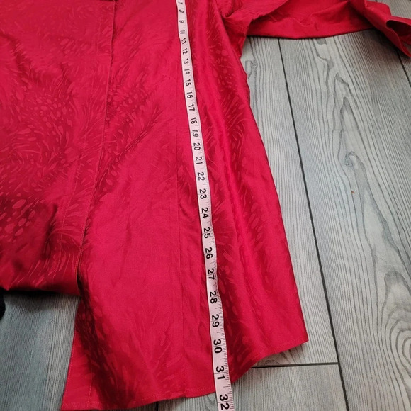 Chico's Women's Button-Up Tunic Top Size L Red 100% Cotton Long Sleeves Collared - Picture 12 of 14